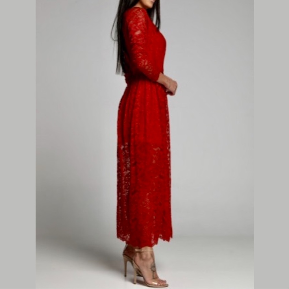 Red Lace Dress - Picture 5 of 13